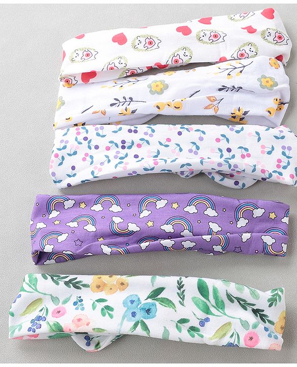 Babyhug Free Size Headbands With Bow Applique Pack of 5 - Multicolour
