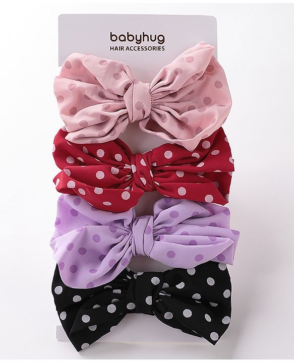 Babyhug Bow Applique Headbands Pack of 4 - Multicolour