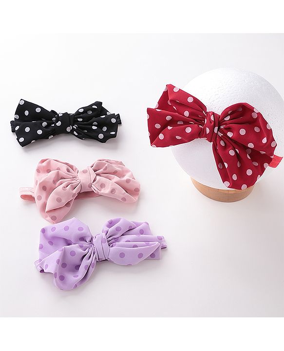 Babyhug Bow Applique Headbands Pack of 4 - Multicolour