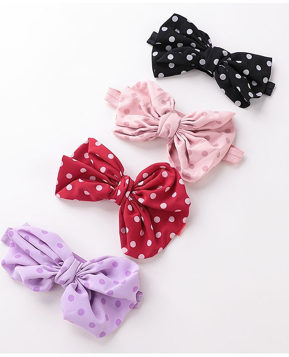Babyhug Bow Applique Headbands Pack of 4 - Multicolour