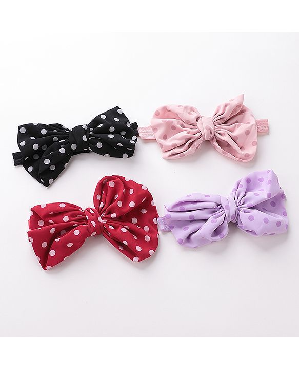 Babyhug Bow Applique Headbands Pack of 4 - Multicolour