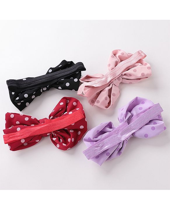 Babyhug Bow Applique Headbands Pack of 4 - Multicolour