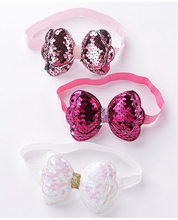 Babyhug Free Size Headbands With Bow Applique Pack of 3 - Multicolour