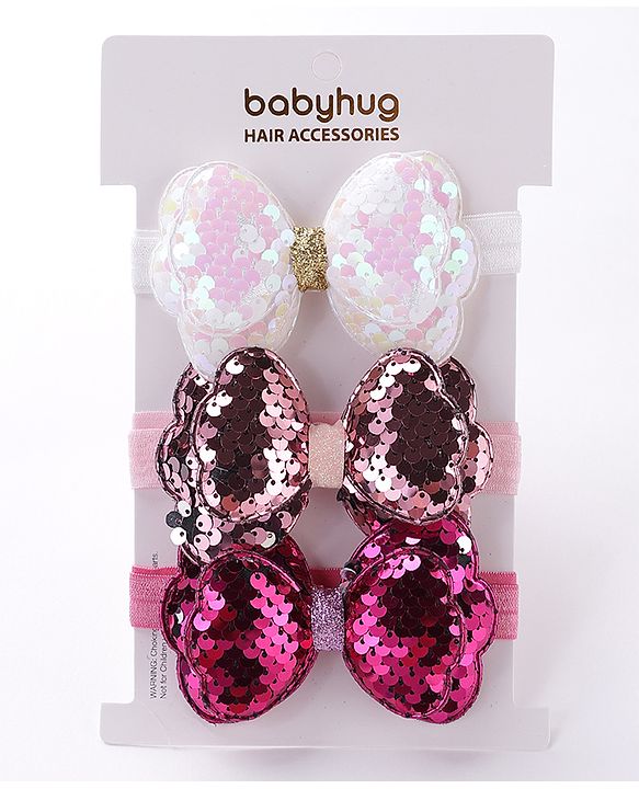 Babyhug Free Size Headbands With Bow Applique Pack of 3 - Multicolour