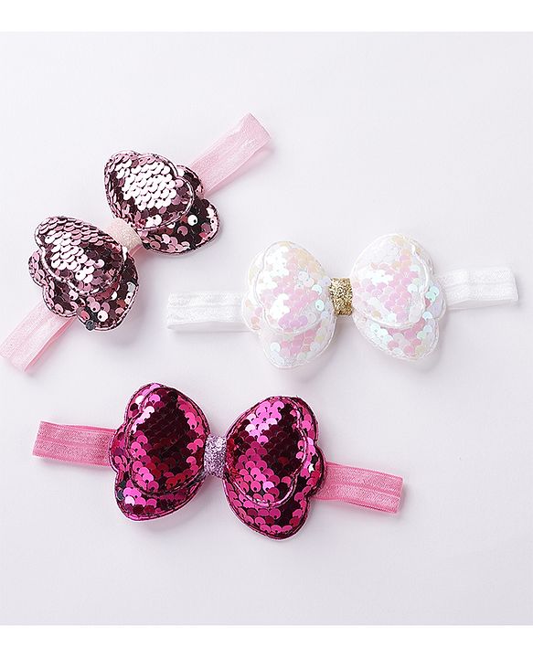 Babyhug Free Size Headbands With Bow Applique Pack of 3 - Multicolour