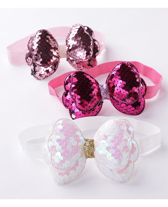Babyhug Free Size Headbands With Bow Applique Pack of 3 - Multicolour