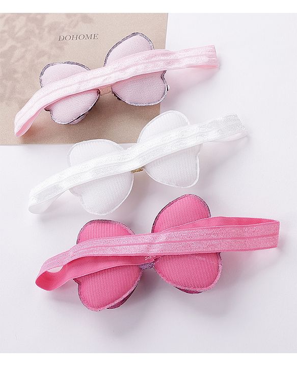 Babyhug Free Size Headbands With Bow Applique Pack of 3 - Multicolour