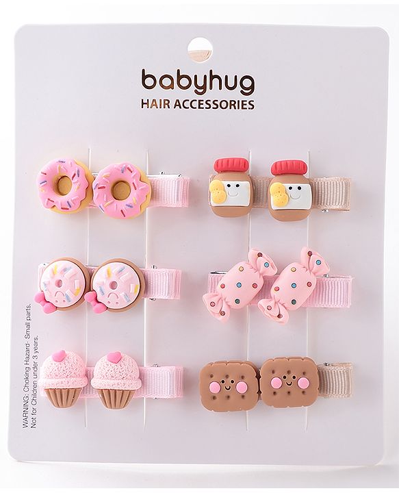 Babyhug Free Size Hair Pins & Clips Pack of 6 - Multicolor