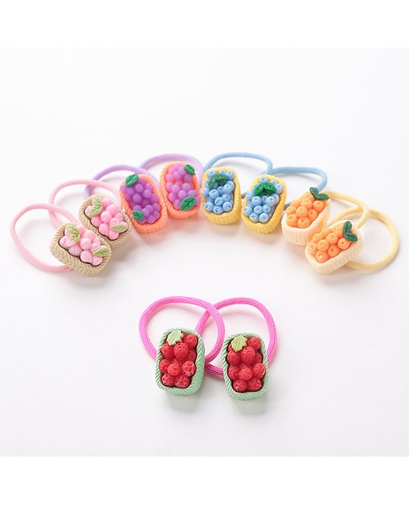 Babyhug Free Size Rubber Bands Set with Fruit Applique Pack of 10 - Multicolor