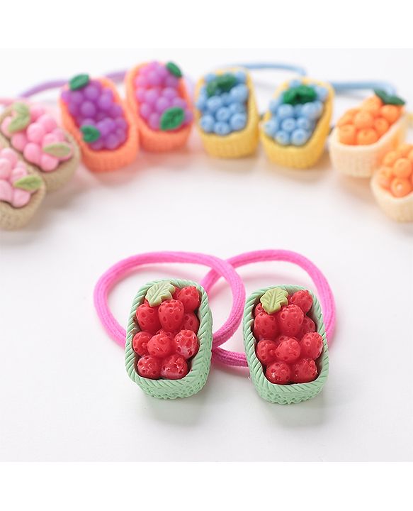 Babyhug Free Size Rubber Bands Set with Fruit Applique Pack of 10 - Multicolor