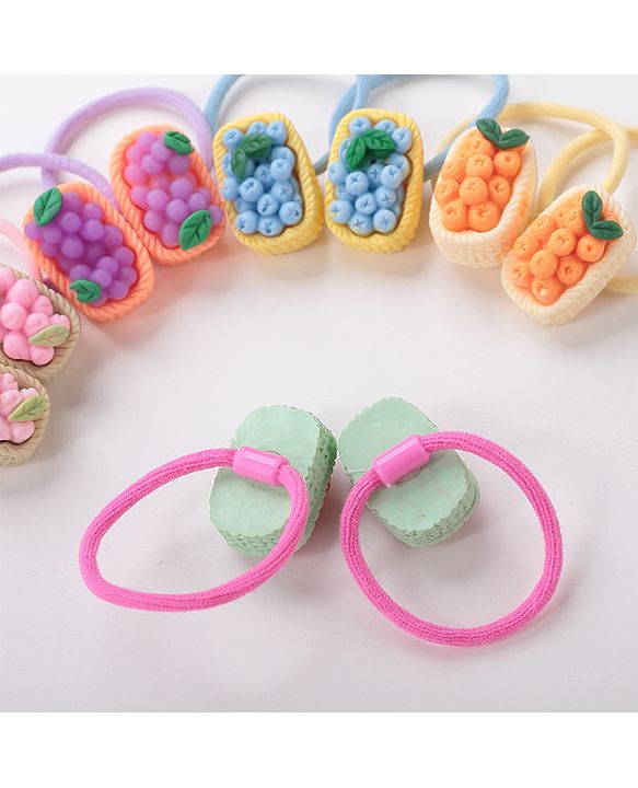 Babyhug Free Size Rubber Bands Set with Fruit Applique Pack of 10 - Multicolor