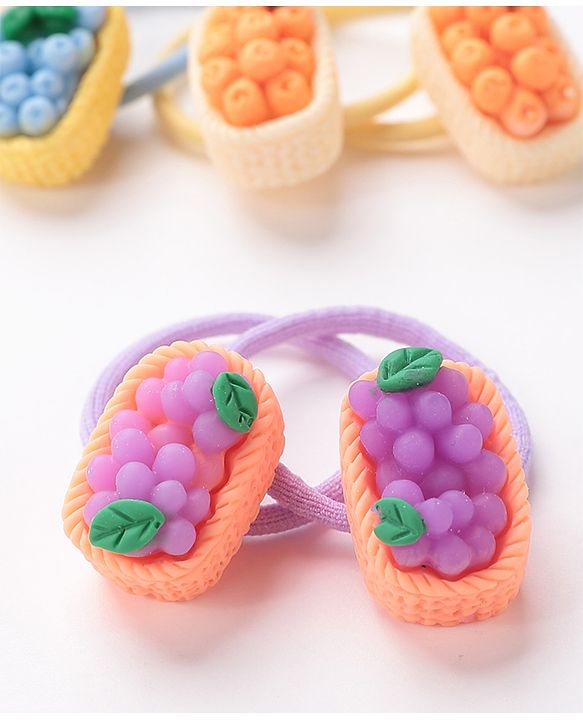 Babyhug Free Size Rubber Bands Set with Fruit Applique Pack of 10 - Multicolor