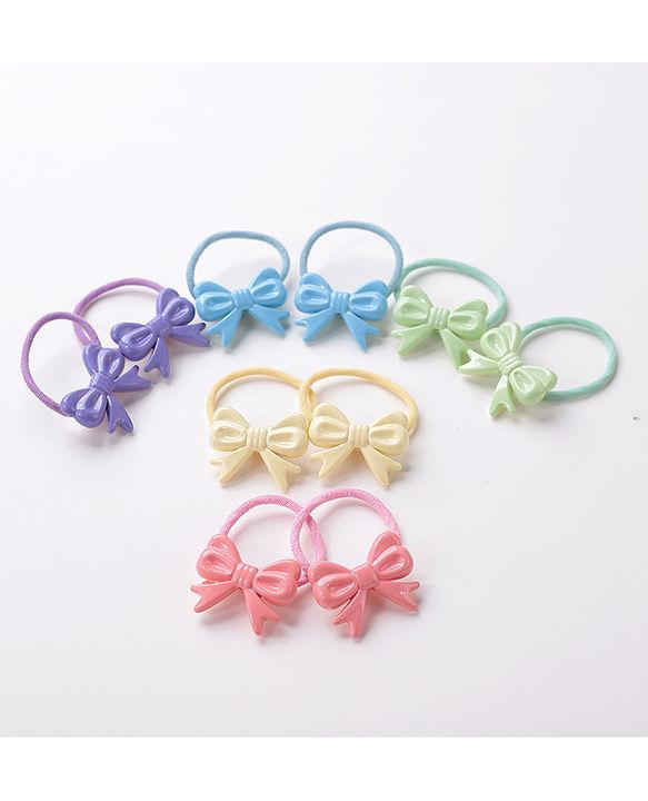 Babyhug Free Size Rubber Bands with Bow Applique Pack of 10 - Multicolour