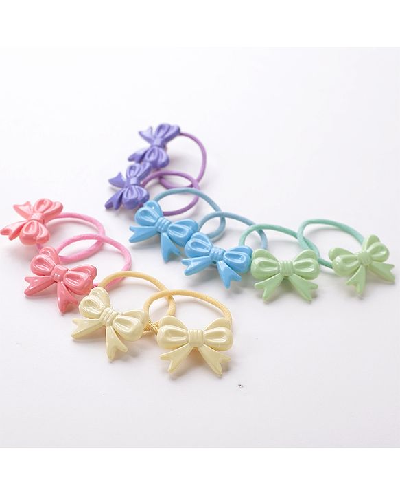 Babyhug Free Size Rubber Bands with Bow Applique Pack of 10 - Multicolour