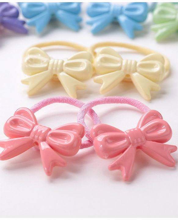 Babyhug Free Size Rubber Bands with Bow Applique Pack of 10 - Multicolour