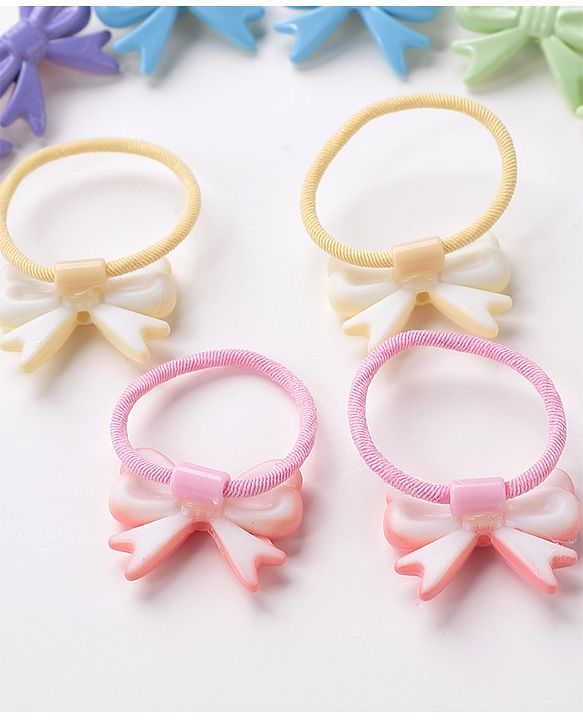 Babyhug Free Size Rubber Bands with Bow Applique Pack of 10 - Multicolour