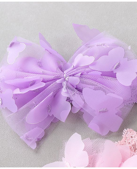 Babyhug Free Size Headbands With Bow Applique Pack of 2 - Light Pink & Purple