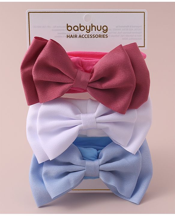 Babyhug Free Size Headbands With Bow Applique Pack of 3 - Red White & Blue