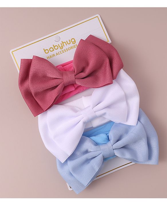 Babyhug Free Size Headbands With Bow Applique Pack of 3 - Red White & Blue