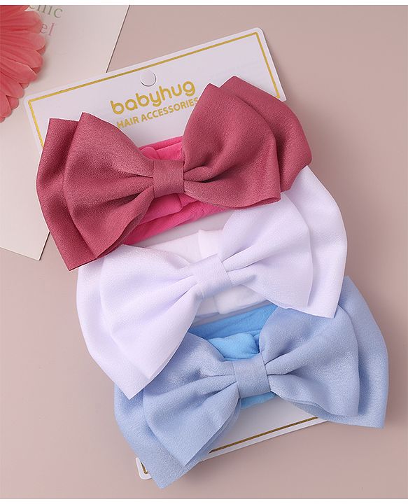 Babyhug Free Size Headbands With Bow Applique Pack of 3 - Red White & Blue