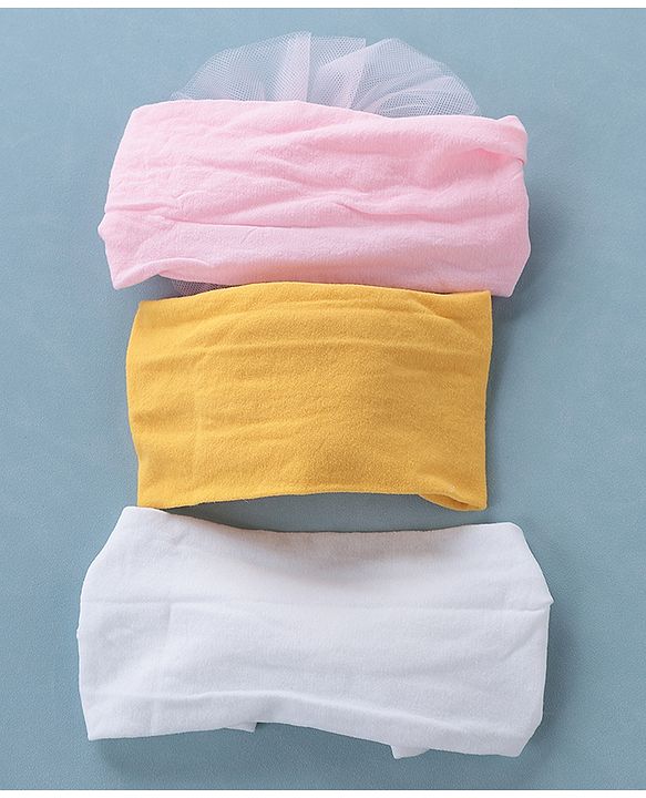 Babyhug Free Size Headbands With Bow Applique Pack of 3 - Pink White & Yellow