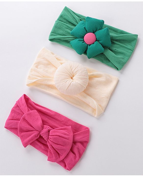 Babyhug  Headbands  with Bow Applique Pack of 3 - Multicolor