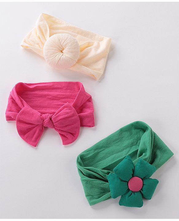 Babyhug  Headbands  with Bow Applique Pack of 3 - Multicolor