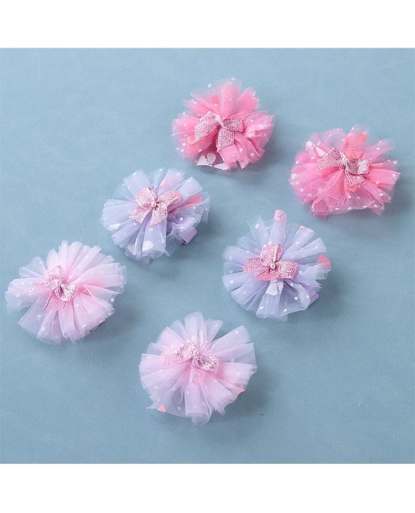 Babyhug Free Size Hair Pins & Clips With Flower Applique Pack of 6 - Multicolor