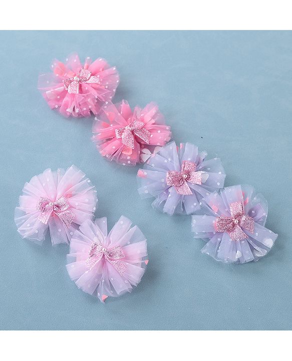 Babyhug Free Size Hair Pins & Clips With Flower Applique Pack of 6 - Multicolor