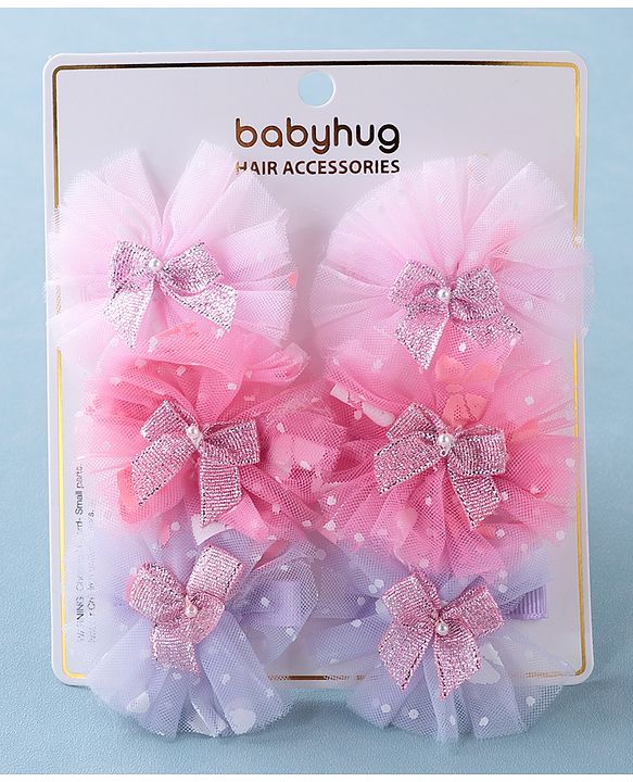 Babyhug Free Size Hair Pins & Clips With Flower Applique Pack of 6 - Multicolor