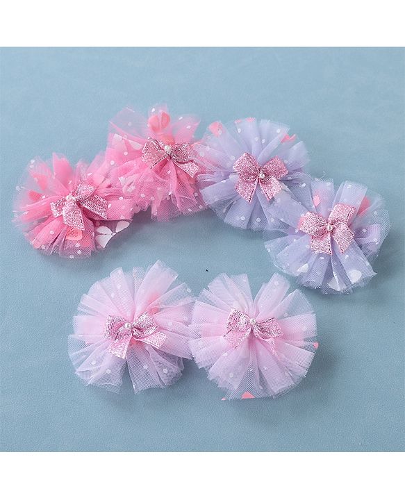 Babyhug Free Size Hair Pins & Clips With Flower Applique Pack of 6 - Multicolor
