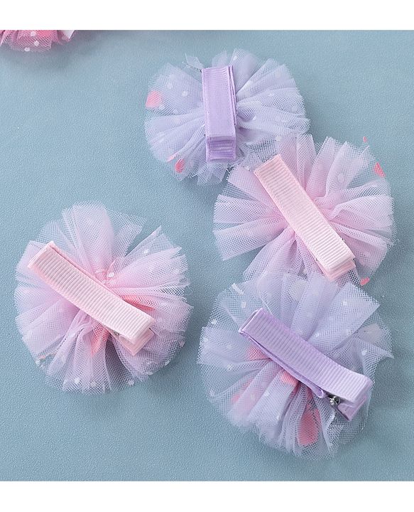 Babyhug Free Size Hair Pins & Clips With Flower Applique Pack of 6 - Multicolor