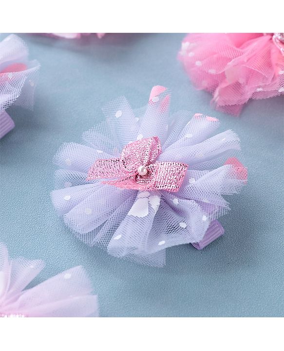 Babyhug Free Size Hair Pins & Clips With Flower Applique Pack of 6 - Multicolor