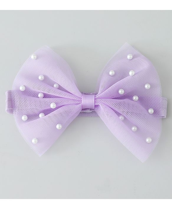 Babyhug Free Size Headbands With Pearls & Bow Applique Pack of 3 - Pink White & Purple