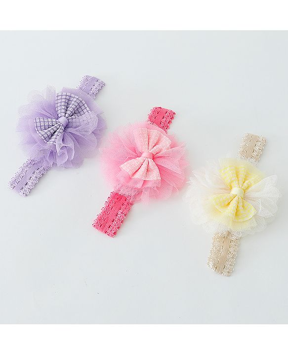 Babyhug Free Size Headbands With Bow Applique Pack of 3 - Multicolour