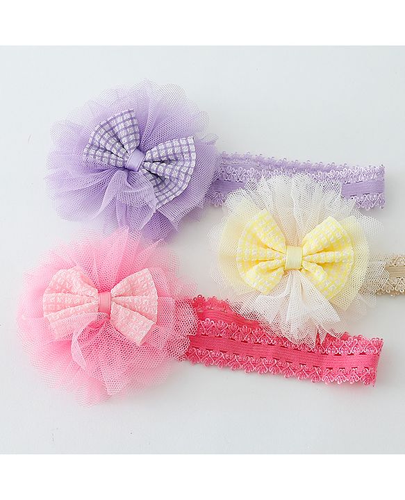 Babyhug Free Size Headbands With Bow Applique Pack of 3 - Multicolour