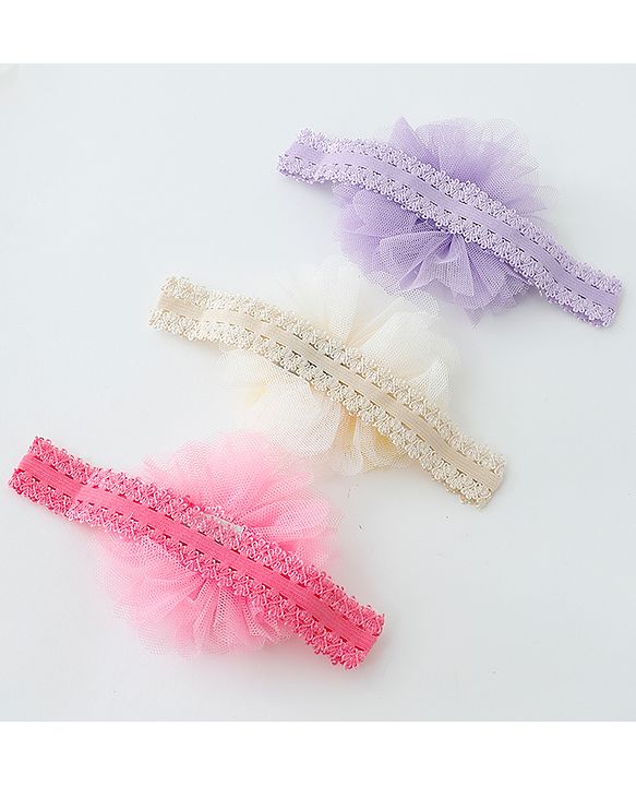 Babyhug Free Size Headbands With Bow Applique Pack of 3 - Multicolour