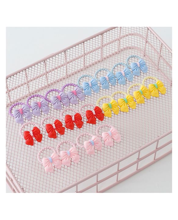 Babyhug Free Size Rubber Bands Set with Bow Applique Pack of 20 - Multicolor