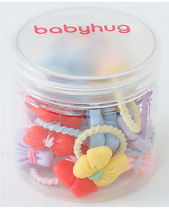 Babyhug Free Size Rubber Bands Set with Bow Applique Pack of 20 - Multicolor