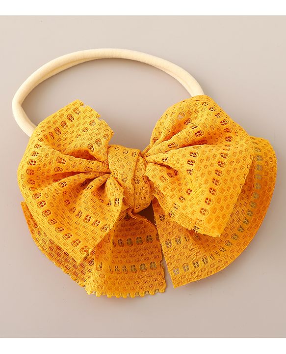Babyhug Free Size Headbands With Bow Applique & Sunglasses  - Yellow