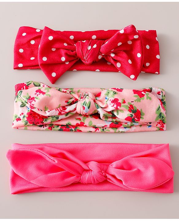 Babyhug Free Size Headbands With Bow Applique Pack of 3 - Multicolour