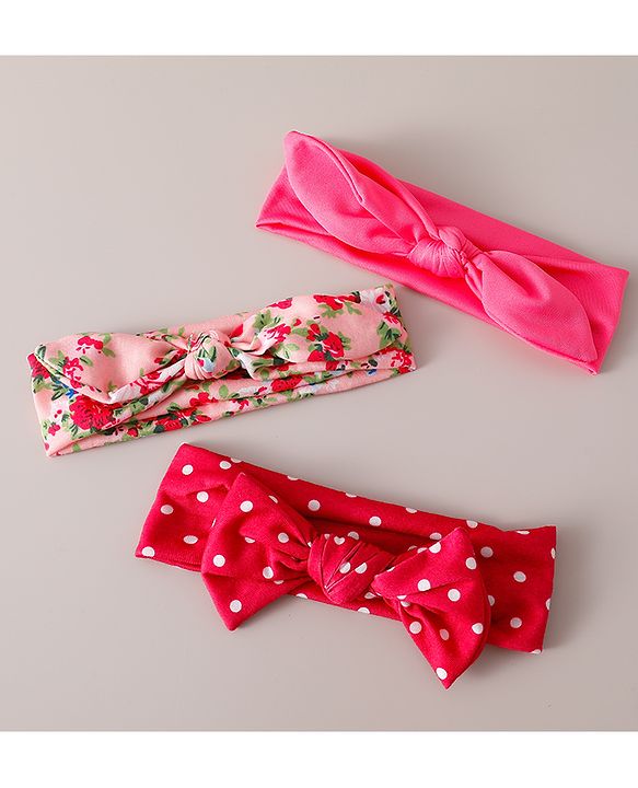 Babyhug Free Size Headbands With Bow Applique Pack of 3 - Multicolour