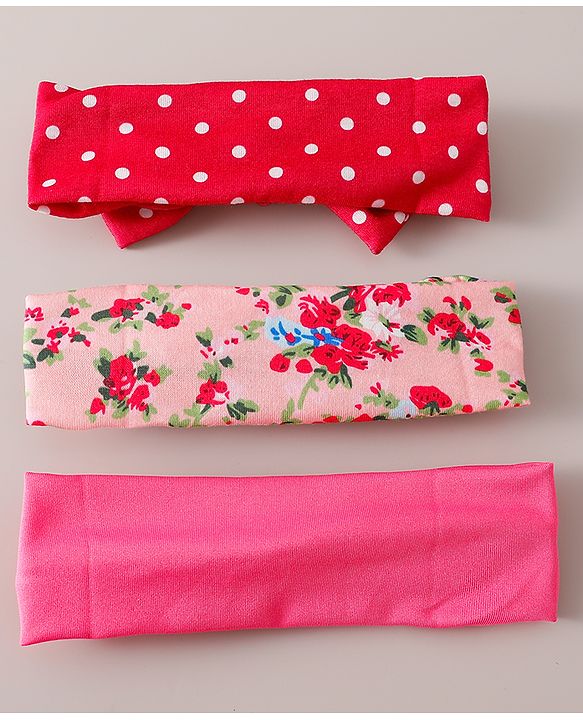 Babyhug Free Size Headbands With Bow Applique Pack of 3 - Multicolour