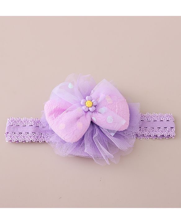 Babyhug Free Size Headbands With Bow Applique Pack of 3 - Pink Purple & Yellow