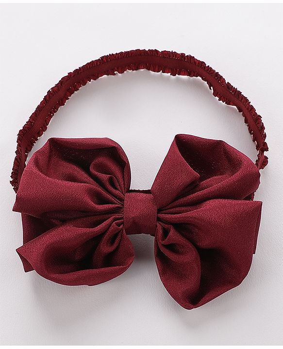 Babyhug Free Size Headbands With Bow Applique Pack of 3 - Pink & Maroon