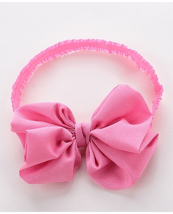 Babyhug Free Size Headbands With Bow Applique Pack of 3 - Pink & Maroon
