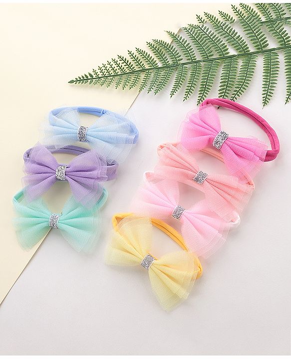 Babyhug Free Size Hairbands With Bow Applique Pack of 7 - Multicolor