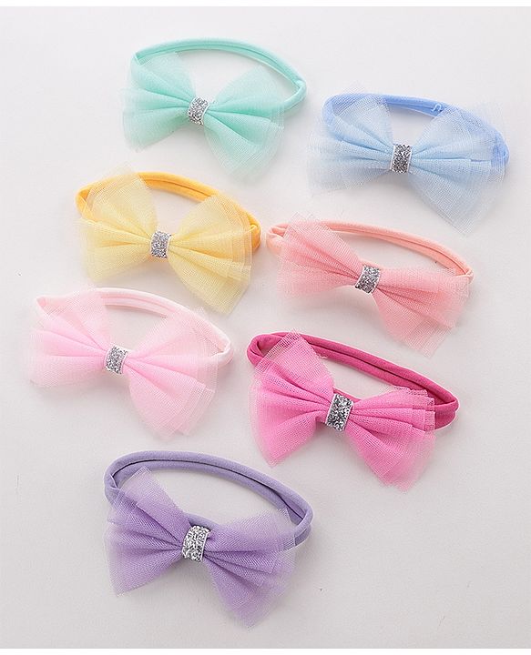 Babyhug Free Size Hairbands With Bow Applique Pack of 7 - Multicolor