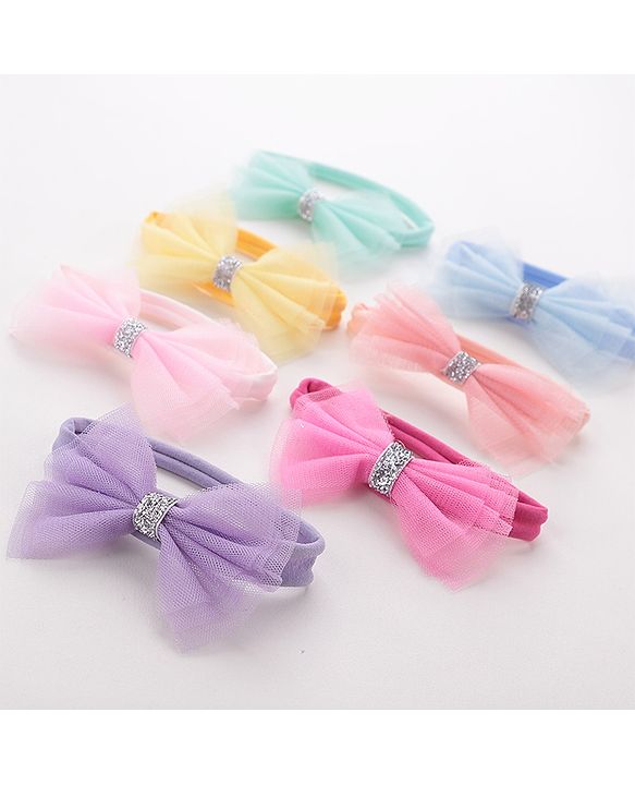 Babyhug Free Size Hairbands With Bow Applique Pack of 7 - Multicolor