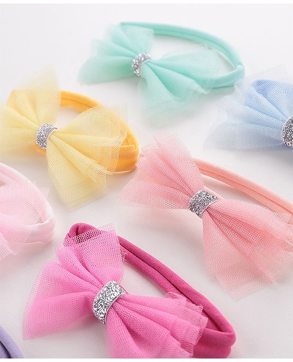 Babyhug Free Size Hairbands With Bow Applique Pack of 7 - Multicolor